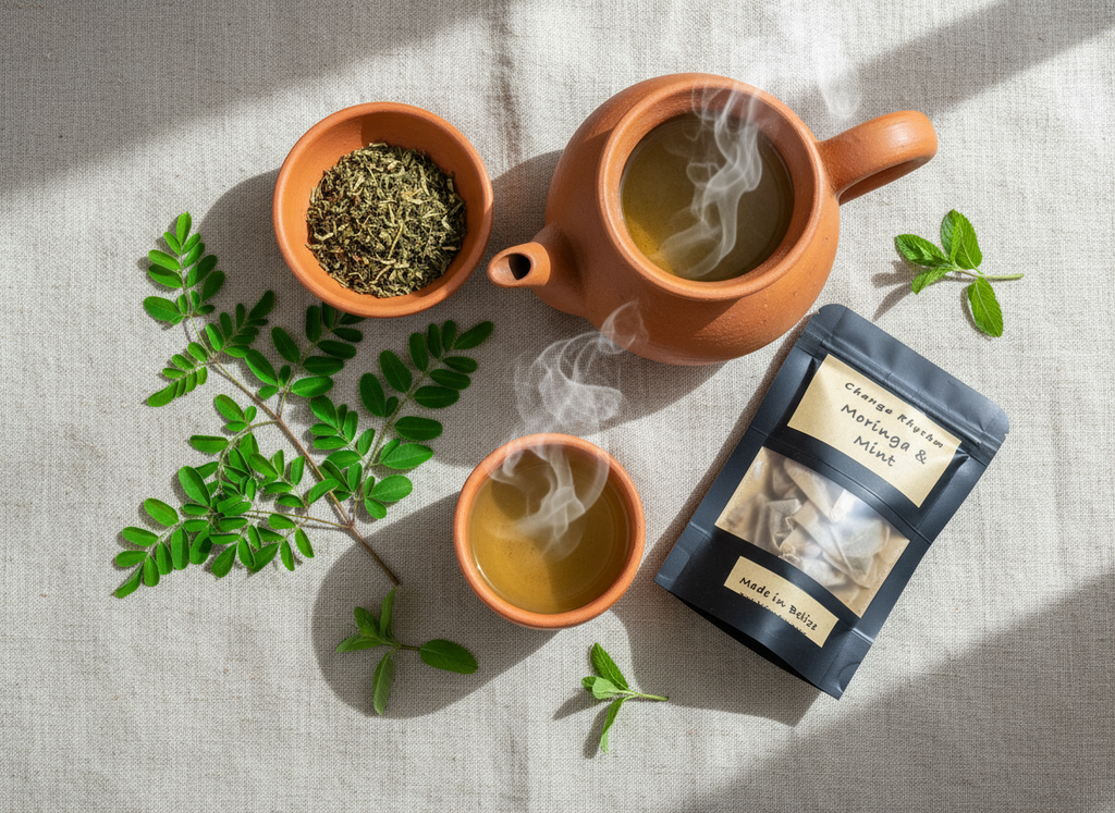 Moringa Mint Tea with Clay Teapot